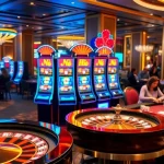 Experience the excitement of nổ hũ with vibrant slot machines and casino ambiance.