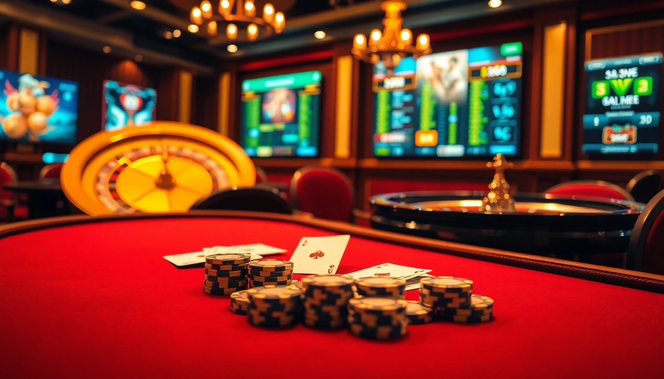 Experience high-stakes poker excitement at https://g28.wtf/, showcasing cards and chips in a luxurious casino setting.