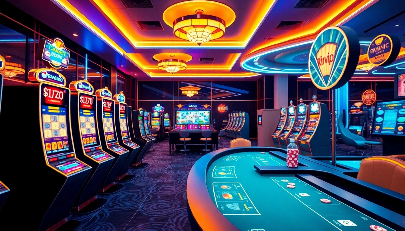 Rikvip online gaming platform showcasing vibrant casino games in a modern digital environment.