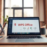 动态工作空间，展示WPS Office功能的笔记本电脑，激发生产力。