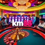 Players engaging in exciting gambling activities at km88's vibrant casino environment.