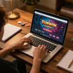 Engaging online gaming session on Sunwin with a player focused on laptop strategy.