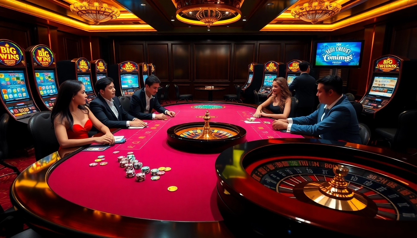Experience intense gambling at https://af88.bid/ with vibrant casino tables and players enjoying high-stakes action.