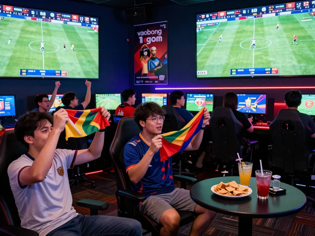 Exciting gambling atmosphere showcasing vaobong 1gom in a dynamic esports arena with enthusiastic fans.