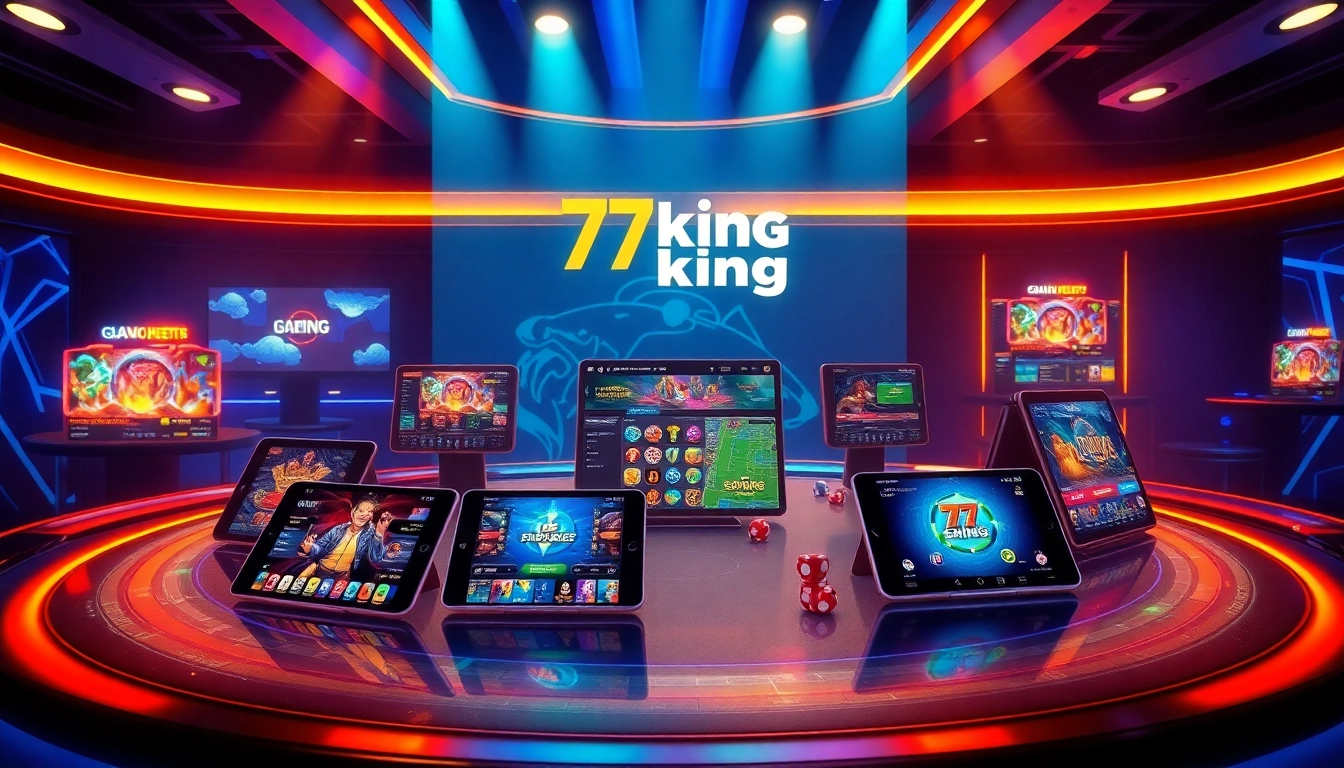 Engaging scene depicting the 79king online gaming platform with vibrant visuals and modern devices.