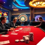 Experience the excitement at Hi88 casino with players betting at a vibrant poker table.