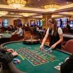 Players engaging in thrilling roulette gameplay at UU8855 casino, colorful chips and excitement.