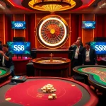 Players celebrate wins at S8 casino gaming tables featuring poker and roulette.