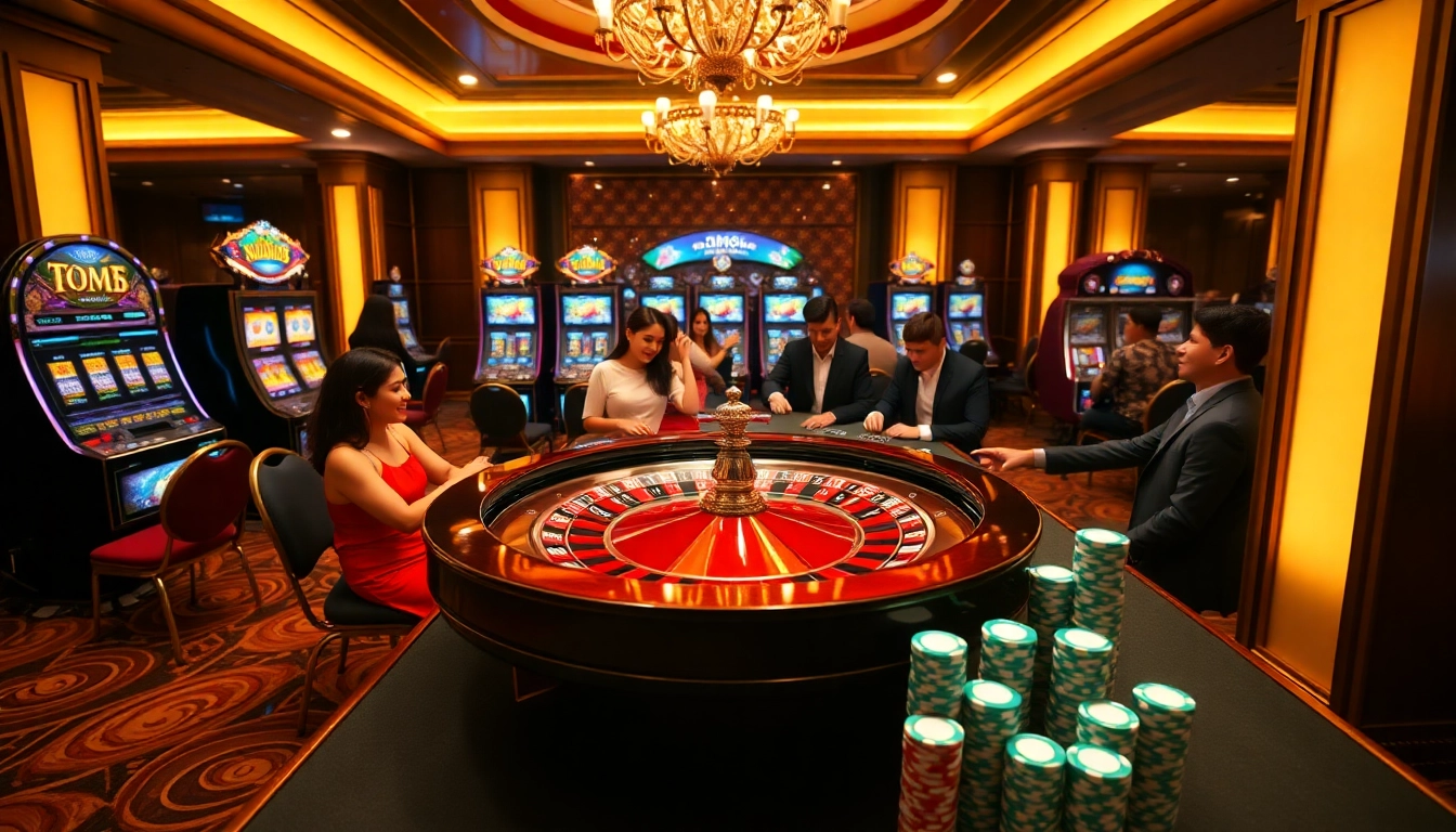 Experience thrilling gameplay at MM88's luxurious casino tables featuring roulette and poker.