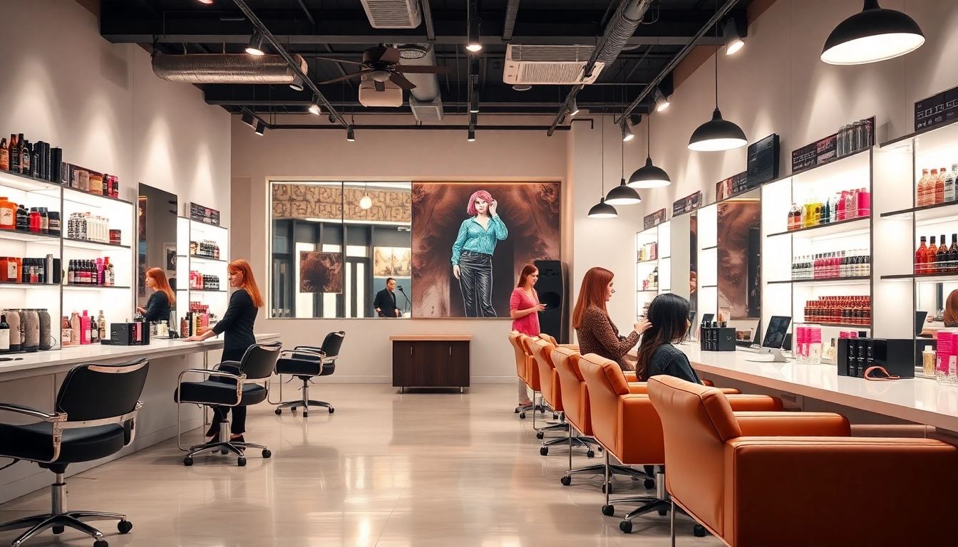 Engaging scene illustrating hair salon reviews with a stylist at work in a chic salon.