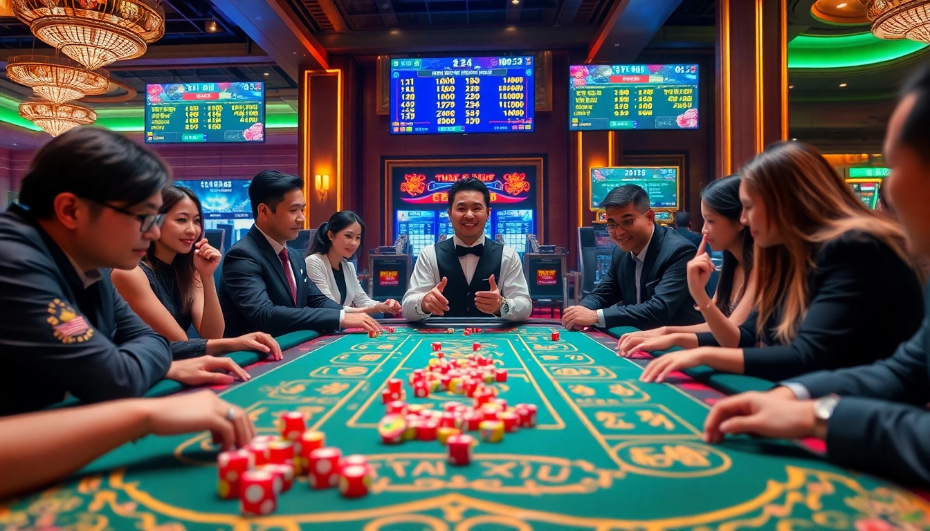 Tài Xỉu MD5 gaming table filled with chips and dice, illustrating an engaging casino experience.
