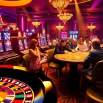 Engage in thrilling gameplay at sunwin with vibrant casino elements like poker chips and roulette wheels.
