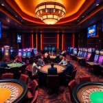 Players enjoying a thrilling game experience at 33win casino with vibrant tables and slot machines.