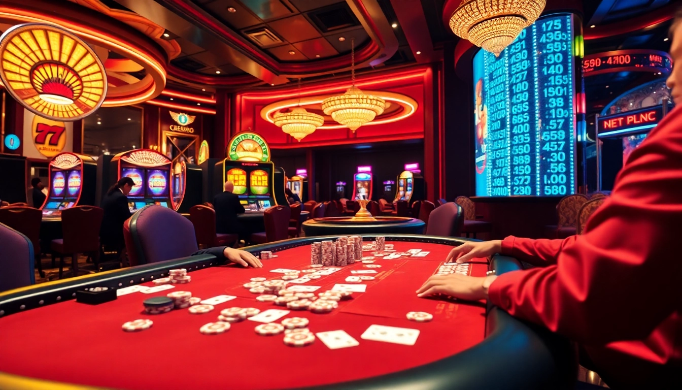 Experience high-stakes poker action at https://98wincom.blog/, showcasing strategy with vibrant casino elements.