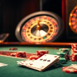 Exciting casino scene with daga-themed poker table and chips for gambling enthusiasts.