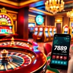 Excitedly playing at the 789club casino, showcasing vibrant slot machines and roulette.