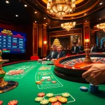 Kèo Nhà Cái betting odds displayed prominently at a vibrant casino table with cards and chips.