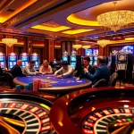 Experience excitement at https://88aa.law/ with this vibrant casino scene showcasing poker and roulette.