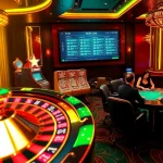 Gamblers enjoying a lively scene at 88xx online casino with roulette, slots, and poker tables.