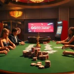 Experience excitement at gg88's high-stakes poker table with vibrant casino visuals.