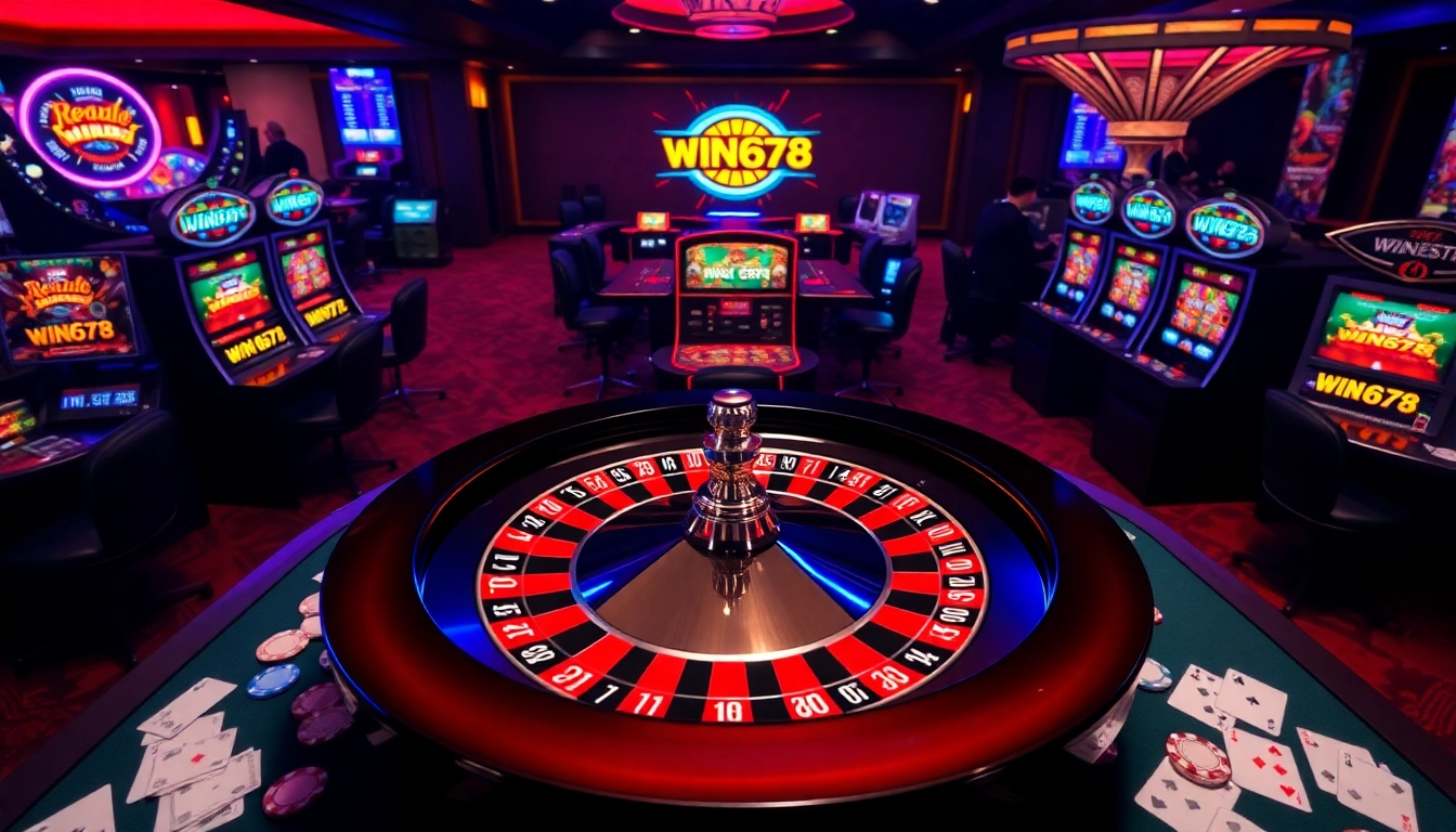 Play exciting casino games at https://win678.us/ with vibrant roulette and slot machines.