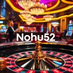 Nohu52 offers an exciting view of a roulette table with vibrant colors and poker chips for gamers.