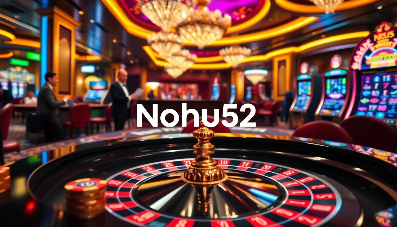 Nohu52 offers an exciting view of a roulette table with vibrant colors and poker chips for gamers.