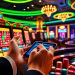 Engaging gaming scene at MM88 casino featuring vibrant slot machines and a betting player.