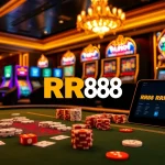 Gamblers engaging with the RR88 online platform in a vibrant casino setting.