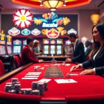 RR88 poker table scene with vibrant players and colorful casino elements.