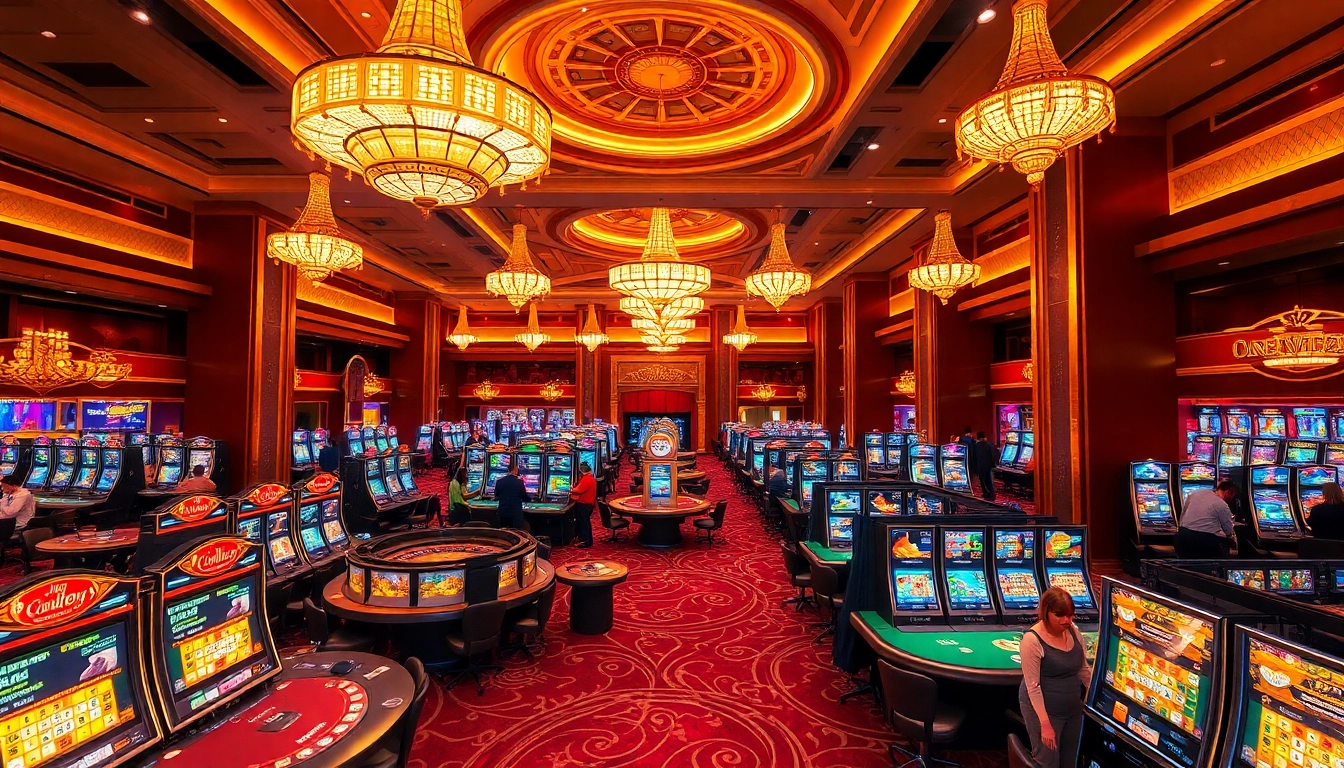 Experience the excitement of gambling at open88 with roulette tables and vibrant slot machines.