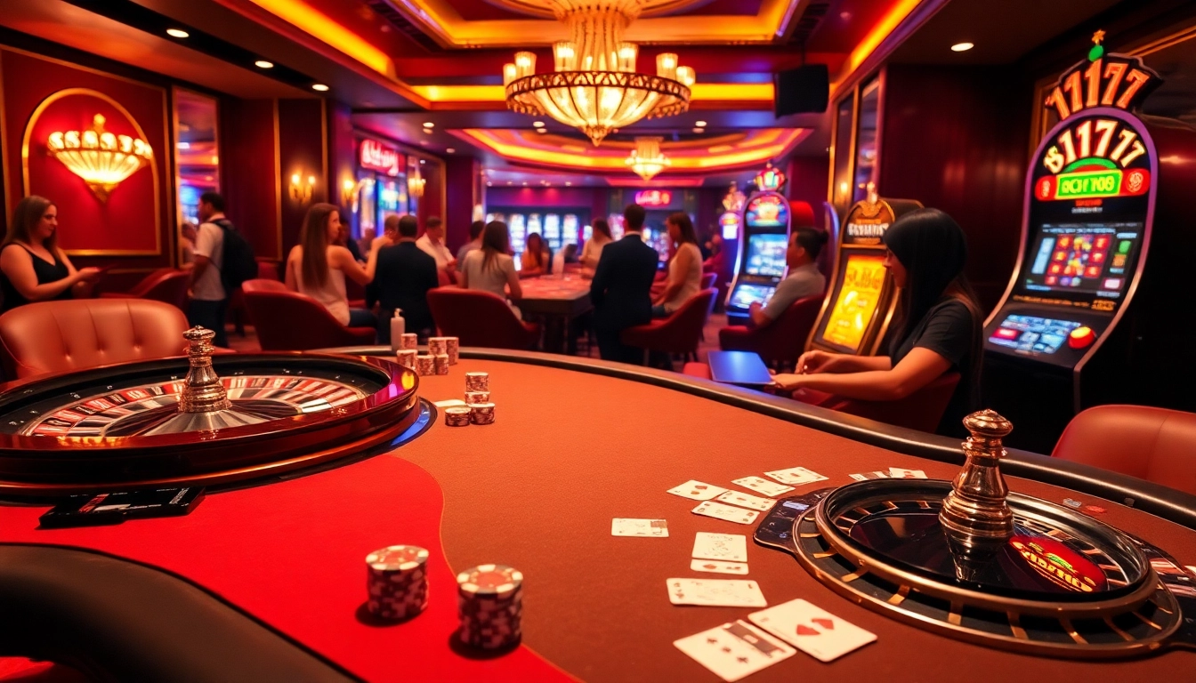 Experience the excitement at kim88 club with gamblers playing poker and roulette.