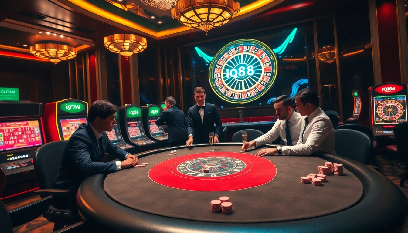 Experience the excitement of iq88 at a luxurious casino with high-stakes poker and vibrant slot machines.