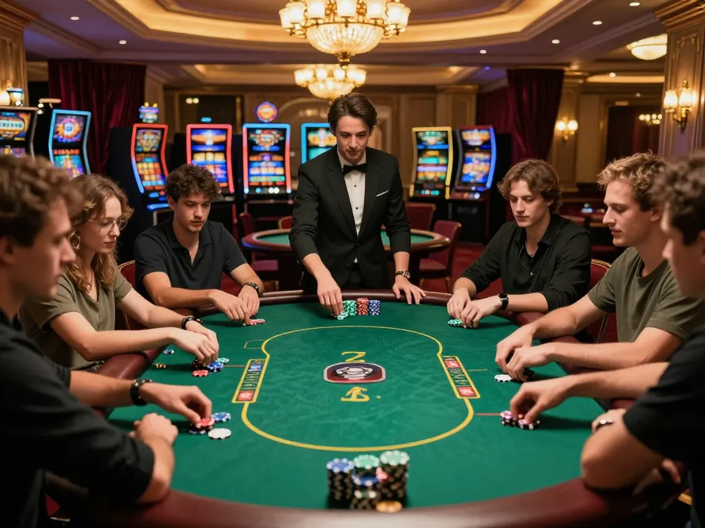 Players enjoying a thrilling poker game at QE8 casino, showcasing strategy and excitement.