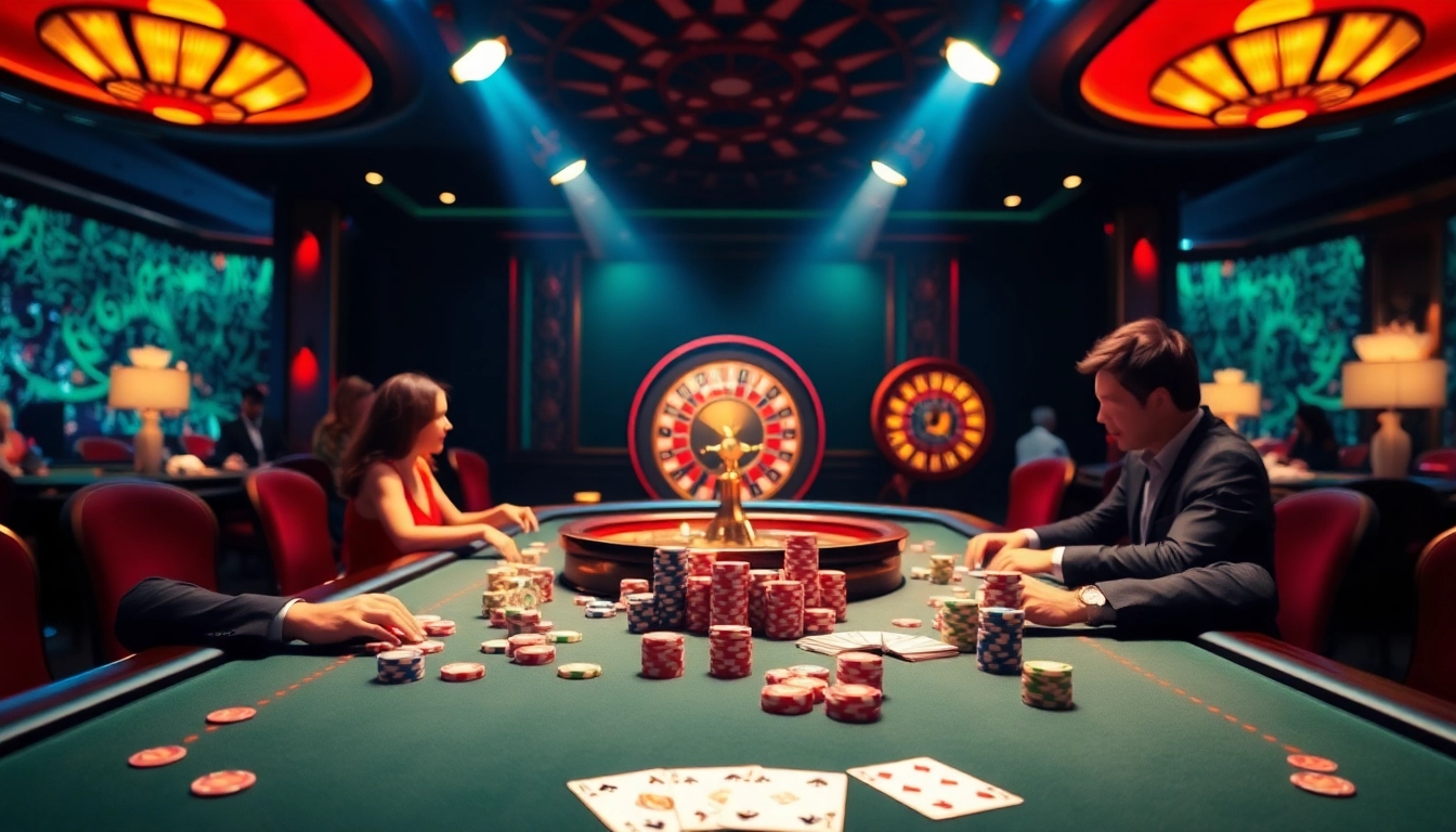 Exciting players engaging at a poker table in the rikvip casino.