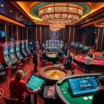 Players at the XXGG casino enjoying thrilling games with vibrant slot machines and roulette.