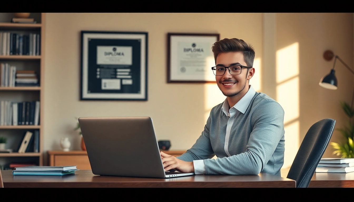 Diploma kopen Telegram-concept met een professional die online diploma-opties bespreekt.