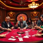 Players enjoying a high-stakes game at 8KBET's luxurious casino table.