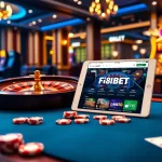 Experience high-stakes gaming at F8BET, featuring vibrant poker chips, roulette wheel, and online betting interface.