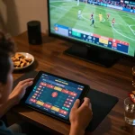 Placing an online bet on kết quả bóng đá while enjoying a cozy home environment.