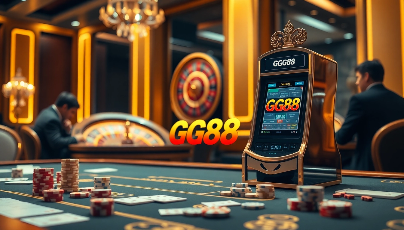 Experience excitement at the GG88 casino gaming table with vibrant slot machines and thrilling games.
