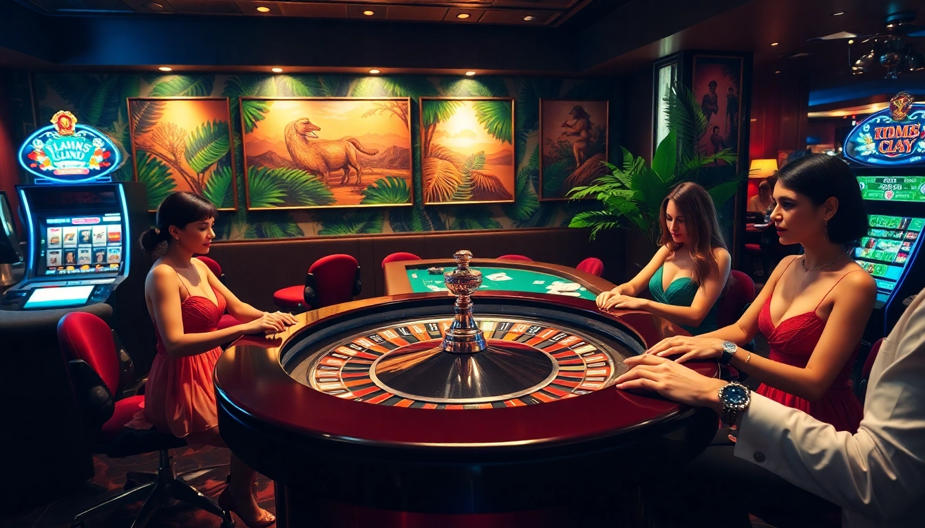 Nohu-themed casino scene showcasing a roulette table with vibrant players and colorful chips.
