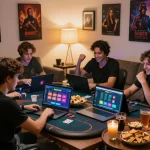 Exciting online poker session on Go88, showcasing friends engaged in gaming.