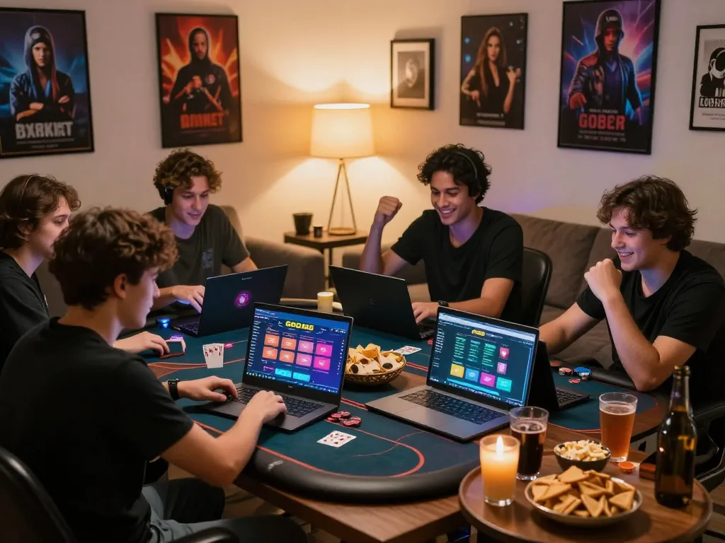 Exciting online poker session on Go88, showcasing friends engaged in gaming.