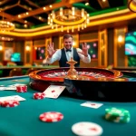 Nagad88 players enjoying a thrilling game at a luxurious casino table with cards and chips.