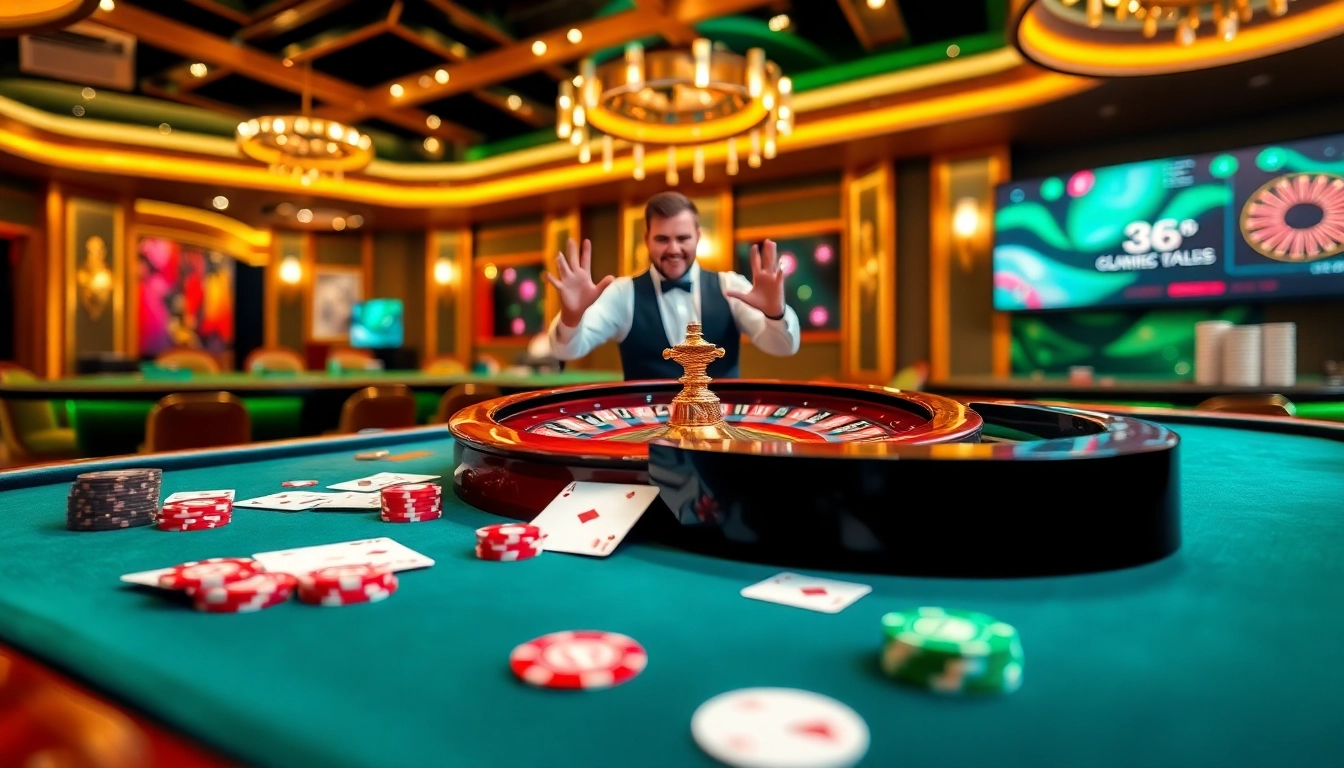 Nagad88 players enjoying a thrilling game at a luxurious casino table with cards and chips.