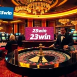 Players engaging at a roulette table with vibrant chips at 23win casino.