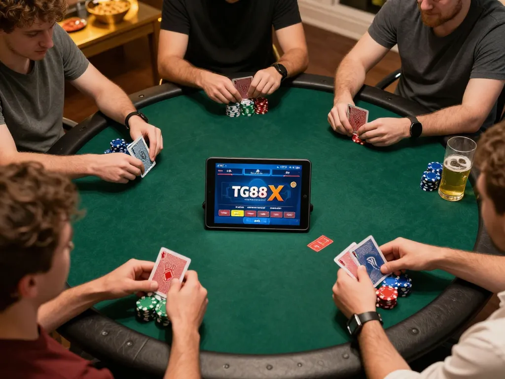 Players enjoying an interactive game on the TG88 X poker app, capturing strategic moments and engaging gameplay.