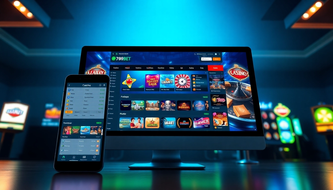 Engaging 789bet online betting platform displayed on multiple devices, showcasing vibrant gaming options.