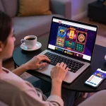 Player enjoying a thrilling session on MB66 online casino platform from home, focused on gaming strategies.